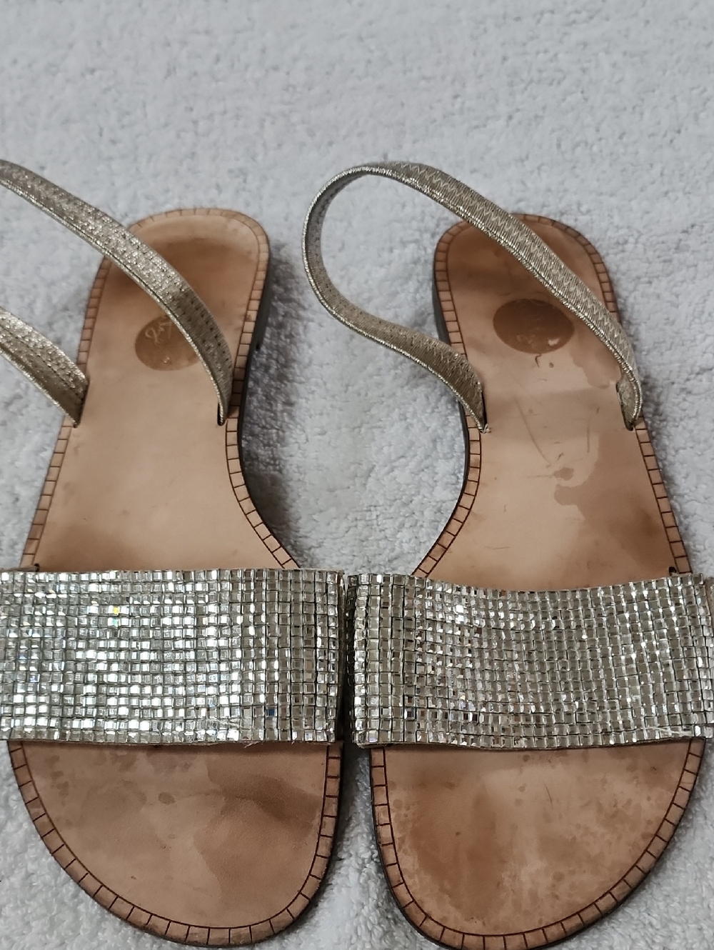 Lilly Pulitzer Women’s Metallic Silver Slingback Sandals Size 7.5 Preowned